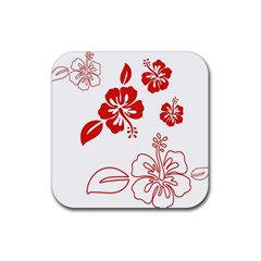 Hawaiian Flower Red Sunflower Rubber Coaster (square)  by Mariart