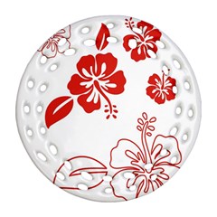 Hawaiian Flower Red Sunflower Round Filigree Ornament (two Sides) by Mariart