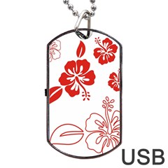 Hawaiian Flower Red Sunflower Dog Tag Usb Flash (one Side)