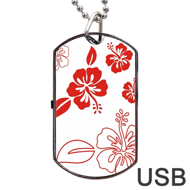 Hawaiian Flower Red Sunflower Dog Tag USB Flash (One Side)