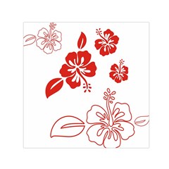 Hawaiian Flower Red Sunflower Small Satin Scarf (square) by Mariart