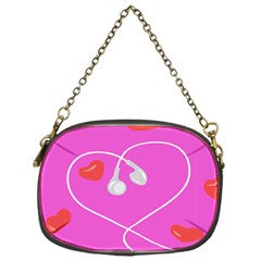 Heart Love Pink Red Chain Purses (one Side)  by Mariart