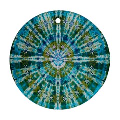 Green Flower Tie Dye Kaleidoscope Opaque Color Ornament (Round)