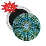 Green Flower Tie Dye Kaleidoscope Opaque Color 2.25  Magnets (10 pack)  Front