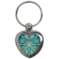 Green Flower Tie Dye Kaleidoscope Opaque Color Key Chains (Heart) 