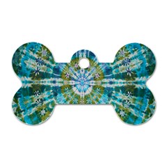 Green Flower Tie Dye Kaleidoscope Opaque Color Dog Tag Bone (two Sides) by Mariart