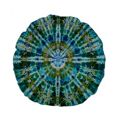 Green Flower Tie Dye Kaleidoscope Opaque Color Standard 15  Premium Round Cushions