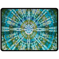 Green Flower Tie Dye Kaleidoscope Opaque Color Double Sided Fleece Blanket (Large) 