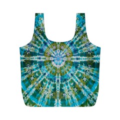 Green Flower Tie Dye Kaleidoscope Opaque Color Full Print Recycle Bags (M) 