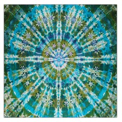 Green Flower Tie Dye Kaleidoscope Opaque Color Large Satin Scarf (Square)