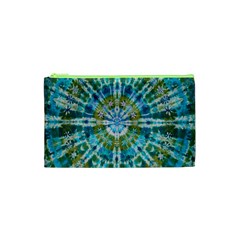 Green Flower Tie Dye Kaleidoscope Opaque Color Cosmetic Bag (XS)