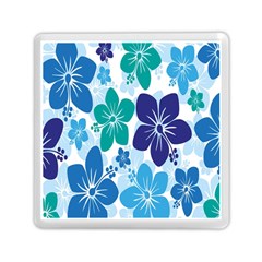 Hibiscus Flowers Green Blue White Hawaiian Memory Card Reader (square)  by Mariart