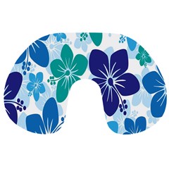 Hibiscus Flowers Green Blue White Hawaiian Travel Neck Pillows
