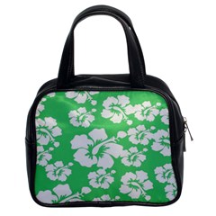 Hibiscus Flowers Green White Hawaiian Classic Handbags (2 Sides) by Mariart
