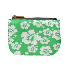 Hibiscus Flowers Green White Hawaiian Mini Coin Purses by Mariart