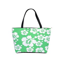 Hibiscus Flowers Green White Hawaiian Shoulder Handbags by Mariart