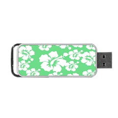 Hibiscus Flowers Green White Hawaiian Portable Usb Flash (two Sides) by Mariart