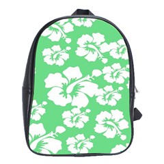 Hibiscus Flowers Green White Hawaiian School Bags (xl) 