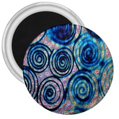 Green Blue Circle Tie Dye Kaleidoscope Opaque Color 3  Magnets