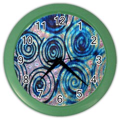 Green Blue Circle Tie Dye Kaleidoscope Opaque Color Color Wall Clocks
