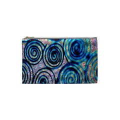 Green Blue Circle Tie Dye Kaleidoscope Opaque Color Cosmetic Bag (small) 