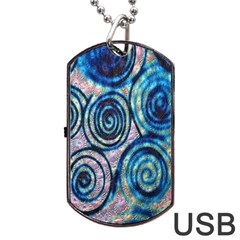 Green Blue Circle Tie Dye Kaleidoscope Opaque Color Dog Tag Usb Flash (one Side)