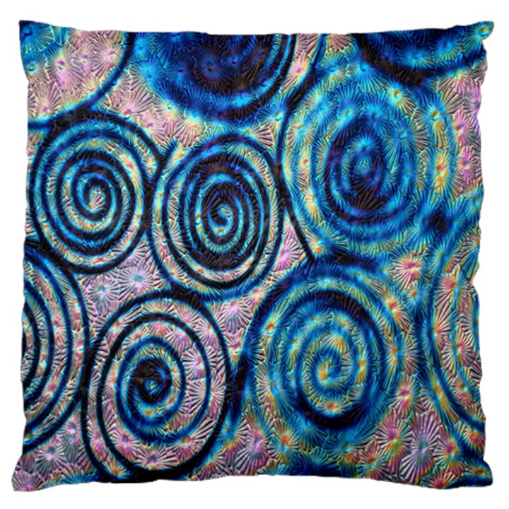 Green Blue Circle Tie Dye Kaleidoscope Opaque Color Large Cushion Case (Two Sides)