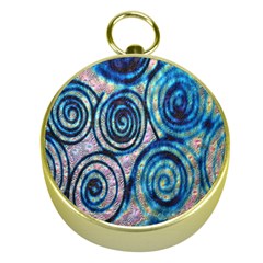 Green Blue Circle Tie Dye Kaleidoscope Opaque Color Gold Compasses