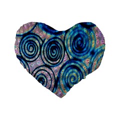 Green Blue Circle Tie Dye Kaleidoscope Opaque Color Standard 16  Premium Flano Heart Shape Cushions