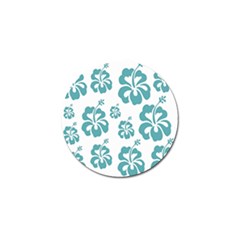 Hibiscus Flowers Green White Hawaiian Blue Golf Ball Marker (4 Pack)