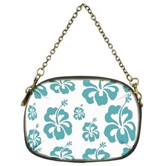 Hibiscus Flowers Green White Hawaiian Blue Chain Purses (one Side)  by Mariart