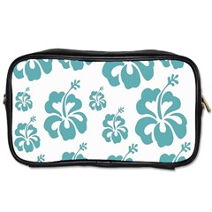 Hibiscus Flowers Green White Hawaiian Blue Toiletries Bags 2-side