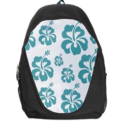 Hibiscus Flowers Green White Hawaiian Blue Backpack Bag
