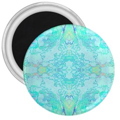Green Tie Dye Kaleidoscope Opaque Color 3  Magnets