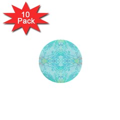 Green Tie Dye Kaleidoscope Opaque Color 1  Mini Buttons (10 Pack) 