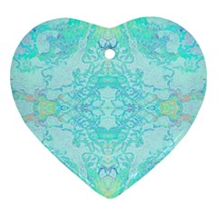 Green Tie Dye Kaleidoscope Opaque Color Heart Ornament (two Sides)