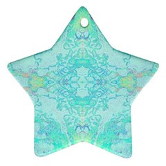 Green Tie Dye Kaleidoscope Opaque Color Star Ornament (two Sides)
