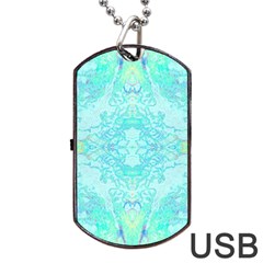 Green Tie Dye Kaleidoscope Opaque Color Dog Tag Usb Flash (one Side)