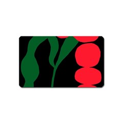 Illustrators Portraits Plants Green Red Polka Dots Magnet (name Card)