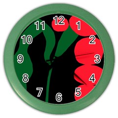 Illustrators Portraits Plants Green Red Polka Dots Color Wall Clocks by Mariart