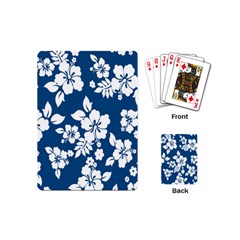 Hibiscus Flowers Seamless Blue White Hawaiian Playing Cards (mini) 