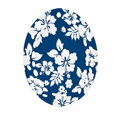 Hibiscus Flowers Seamless Blue White Hawaiian Ornament (oval Filigree) by Mariart