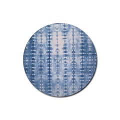 Indigo Grey Tie Dye Kaleidoscope Opaque Color Rubber Coaster (round) 