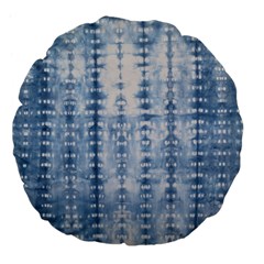 Indigo Grey Tie Dye Kaleidoscope Opaque Color Large 18  Premium Flano Round Cushions by Mariart