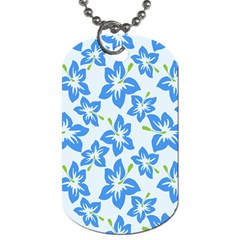 Hibiscus Flowers Seamless Blue Dog Tag (two Sides)