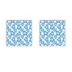 Hibiscus Flowers Seamless Blue Cufflinks (square) by Mariart