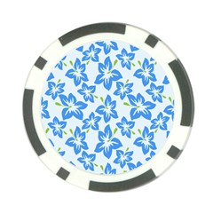 Hibiscus Flowers Seamless Blue Poker Chip Card Guard