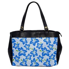 Hibiscus Flowers Seamless Blue Office Handbags by Mariart