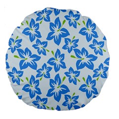 Hibiscus Flowers Seamless Blue Large 18  Premium Round Cushions