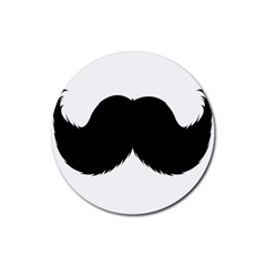 Mustache Owl Hair Black Man Rubber Coaster (round) 